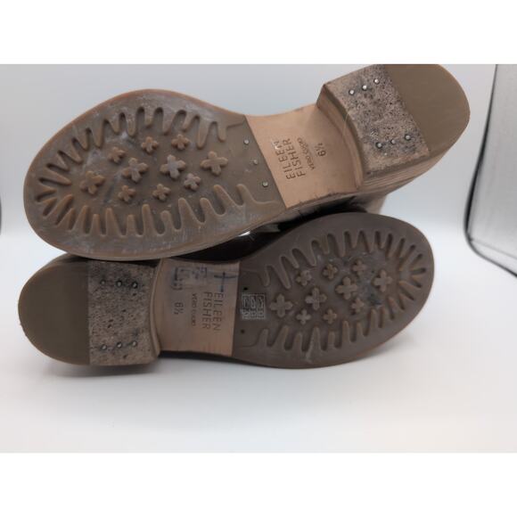 Eileen Fisher Log Two Buckle Mid Shaft Oatmeal Suede Boots Size 6.5 - Picture 7 of 10